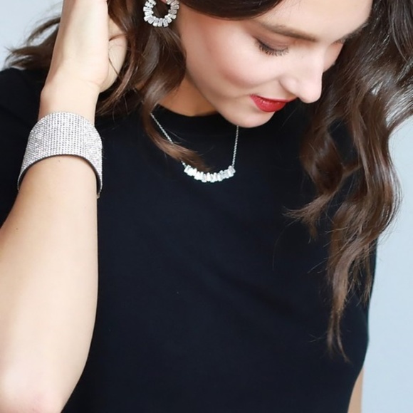 Rhinestone embellished lock closure cuff bracelet - Picture 1 of 3